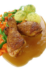 Chicken leg with vegetables and sauce
