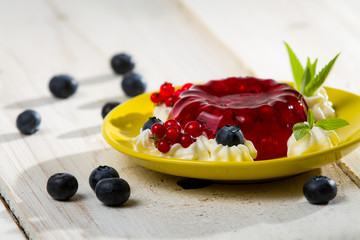 Close-up of jelly with cranberry and red currant