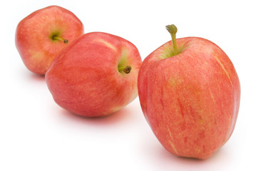 three apples line up with clipping path