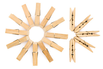 clothespins line up with clipping path