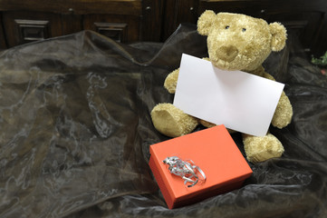 teddy bear with message card