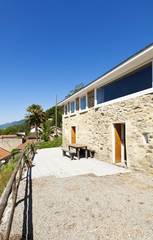 holiday home in the mountain, outdoor view, stone facade