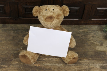 teddy bear with message card