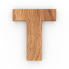 3d Font Wood Character T