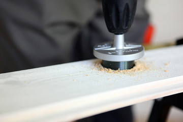 Drilling a hole in wood