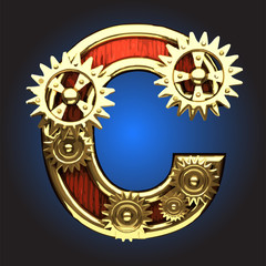 Vector wooden figure with gears