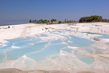 Travertine pools and terraces at Pamukkale, Turkey