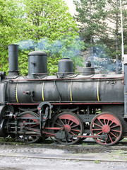 Naklejka premium detail of steam locomotive (126.014), Resavica, Serbia