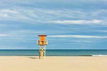 lifeguard cabin on the beach in Narbonne Plage, Languedoc-Roussi