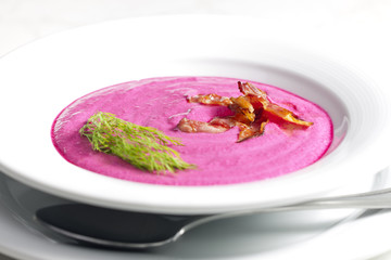 mixed red beet soup with cream