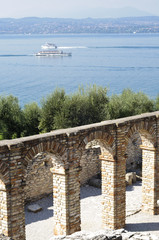 Roman ruins on Garda Lake in Sirmione, Italy