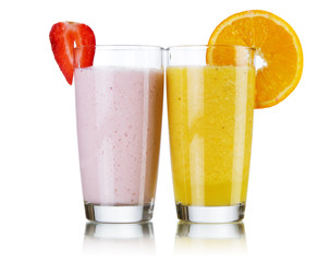 Strawberry and orange smoothie drinks
