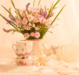 Vintage tea in elegant cups
