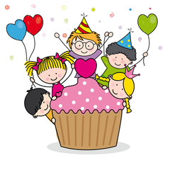 Niños celebrando un cumpleaños