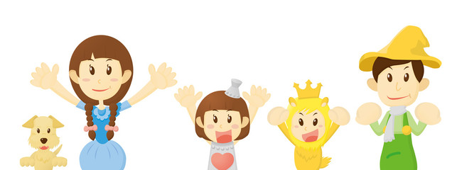 おとぎ話の衣装を着た家族のイラスト