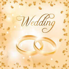 Wedding card with wedding rings