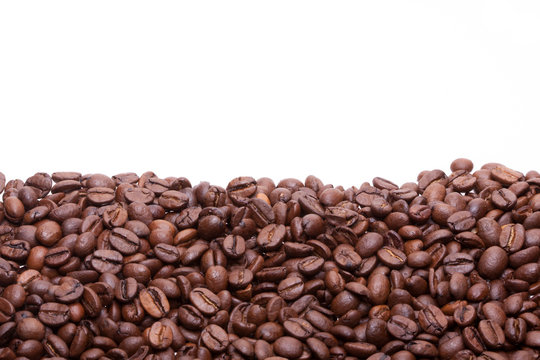 Partially filled with roasted coffee beans background