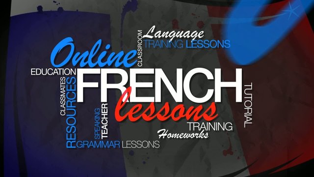 Online French lesson e-learning word tag cloud animation video