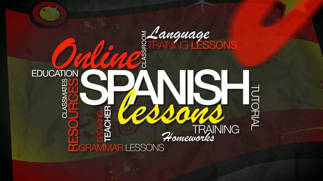 Online Spanish lesson e-learning word tag cloud animation video