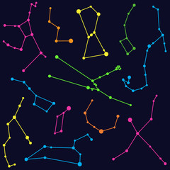 Astronomy - illustration of colored constellations