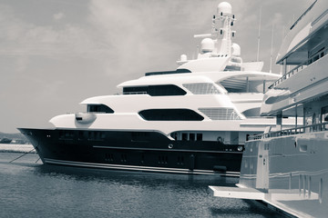 Luxury yachts in port