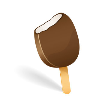 Chocolate rounded ice cream on a stick
