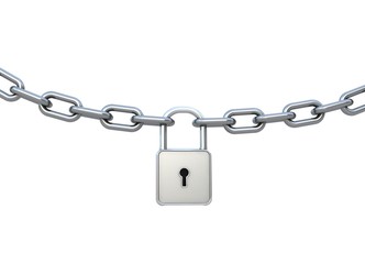 Lock and chain isolated on white. Security concept
