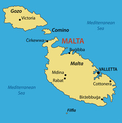 Republic of Malta - vector map - obrazy, fototapety, plakaty