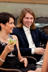 Group of friends enjoying cocktails