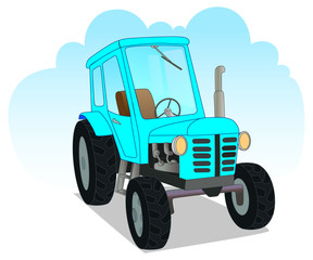 Blue agricultural tractor