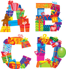 Fototapeta premium ABCD - english alphabet - letters are made of gift boxes