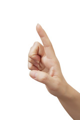 Woman hand isolated on white background