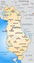 Albanien mit Nachbarländern als Landkarte