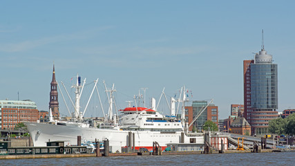 Panoramic harbor in Hamburg