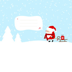Santa Pulling Sleigh Gift Speech Bubble Blue