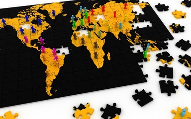 Human network on world map
