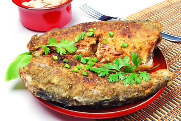 Fried fish on a plate