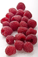 freshly picked raspberries were cleaned