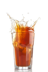 splash of iced tea isolated