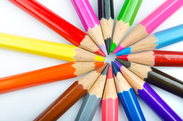 Colour pencils in creativity concept