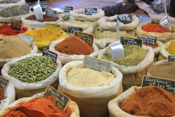 Herbs and spices on a french market