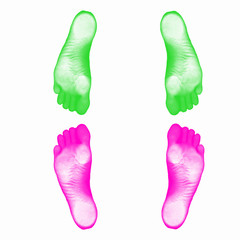 Prints of human feet