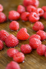 Fresh wet raspberries
