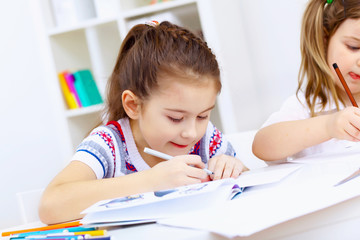 Little girl and study