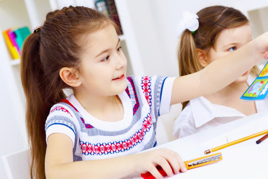 Little girl and study