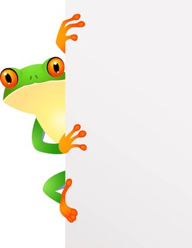 Frog with blank sign