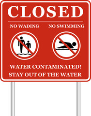 Beach Closed: NO swimming and NO Wading
