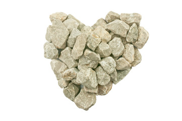 Pale of crushed stone isolated on white