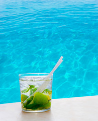 Mojito cocktail on a perfect tropical beach