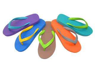 Flip Flops Mix color with isolated on white background
